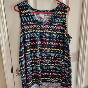 LuLaRoe Graphic Black and Blue Boxy Tank Top